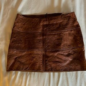 Brown Leather Mini Skirt Sz 0 Bailey 44